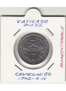 1942 50 Centesimi Acmonital Fdc Pio XII
